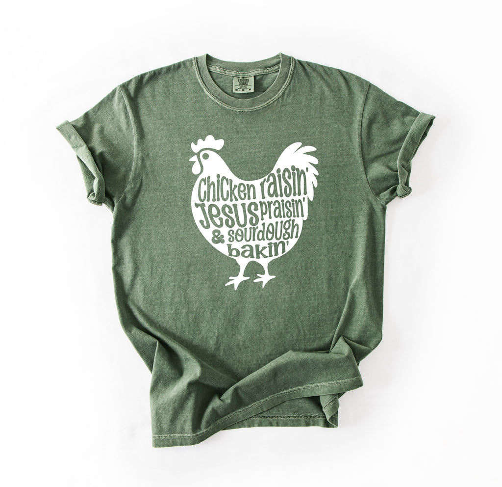 Chicken Raisin’ & Jesus Praisin’ Tee – Homestead + Hallelujah Vibes