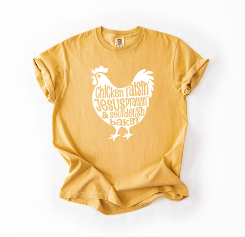 Chicken Raisin’ & Jesus Praisin’ Tee – Homestead + Hallelujah Vibes